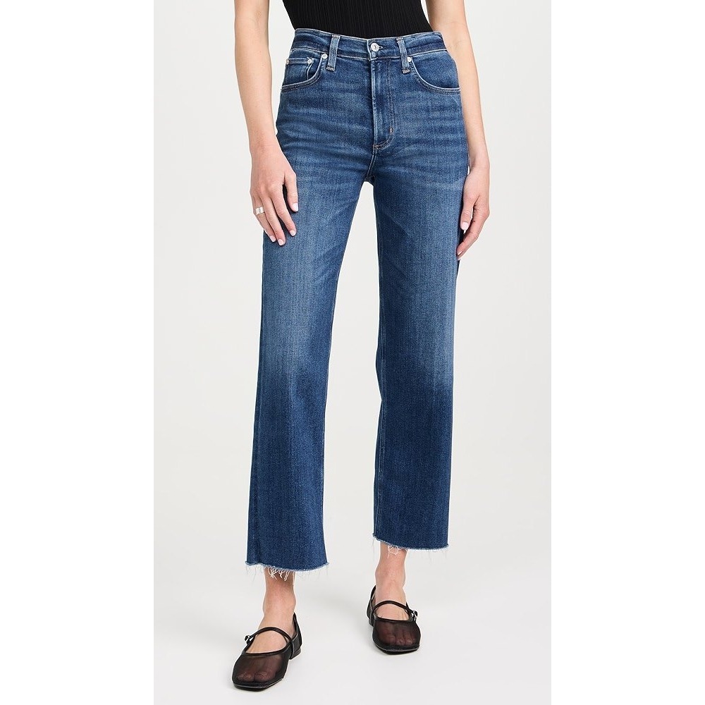 Citizens of Humanity Isola Slim Denim Jeans Blue Size 26 Raw Hem Straight Leg‎